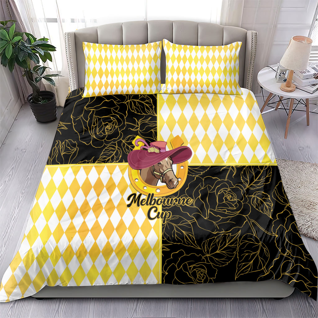 Melbourne Cup Australia Bedding Set Diamond Horse Racing Silks Inspired Yellow