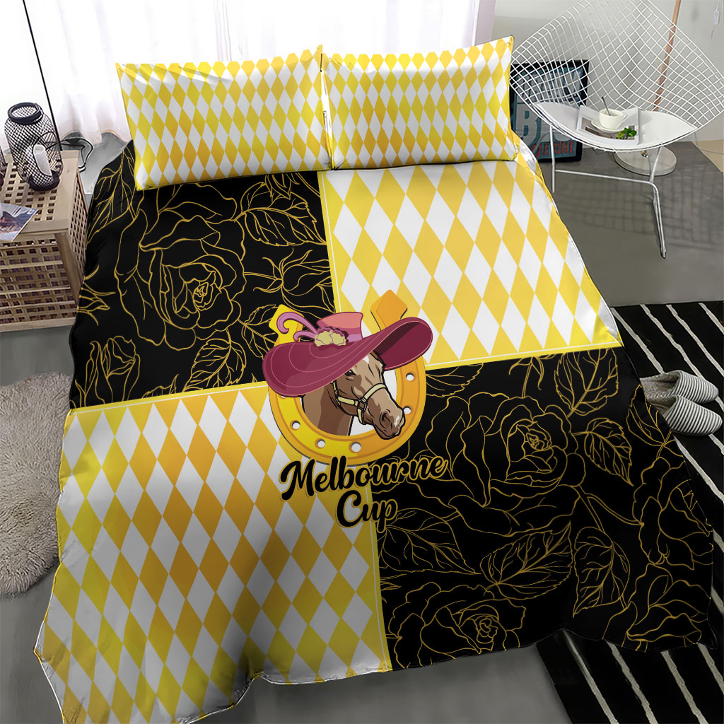 Melbourne Cup Australia Bedding Set Diamond Horse Racing Silks Inspired Yellow