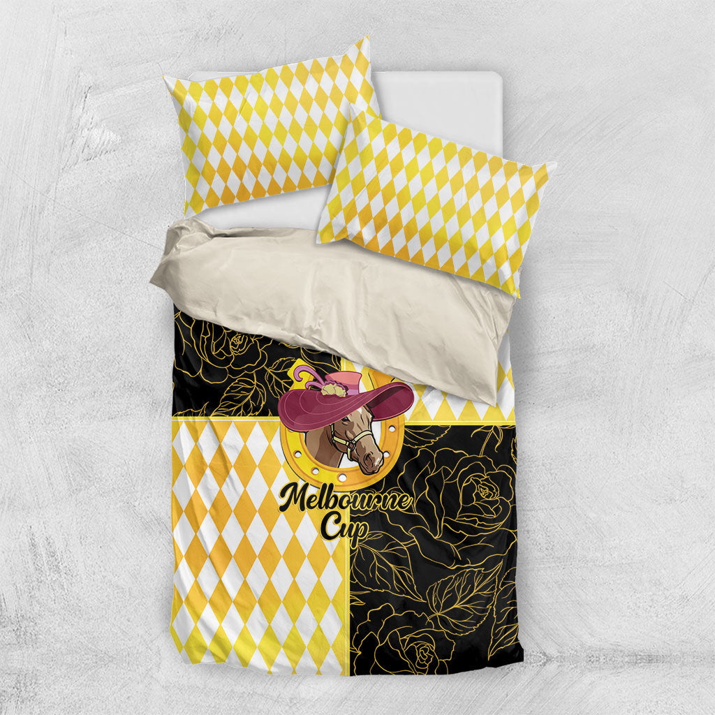 Melbourne Cup Australia Bedding Set Diamond Horse Racing Silks Inspired Yellow