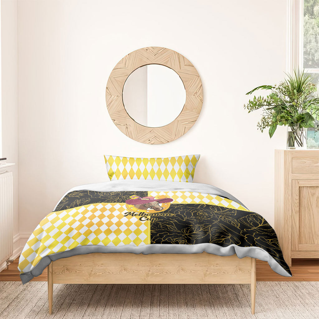 Melbourne Cup Australia Bedding Set Diamond Horse Racing Silks Inspired Yellow