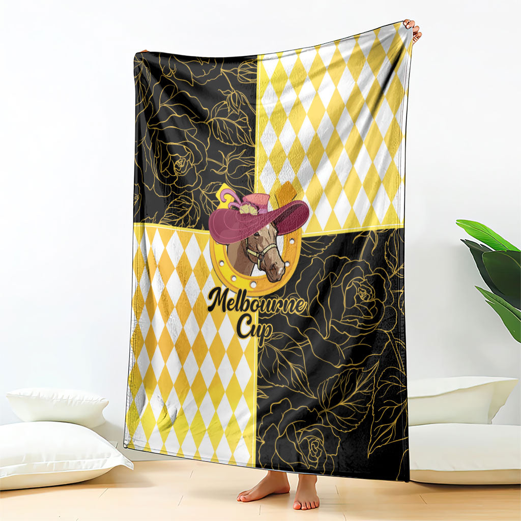 Melbourne Cup Australia Blanket Diamond Horse Racing Silks Inspired Yellow