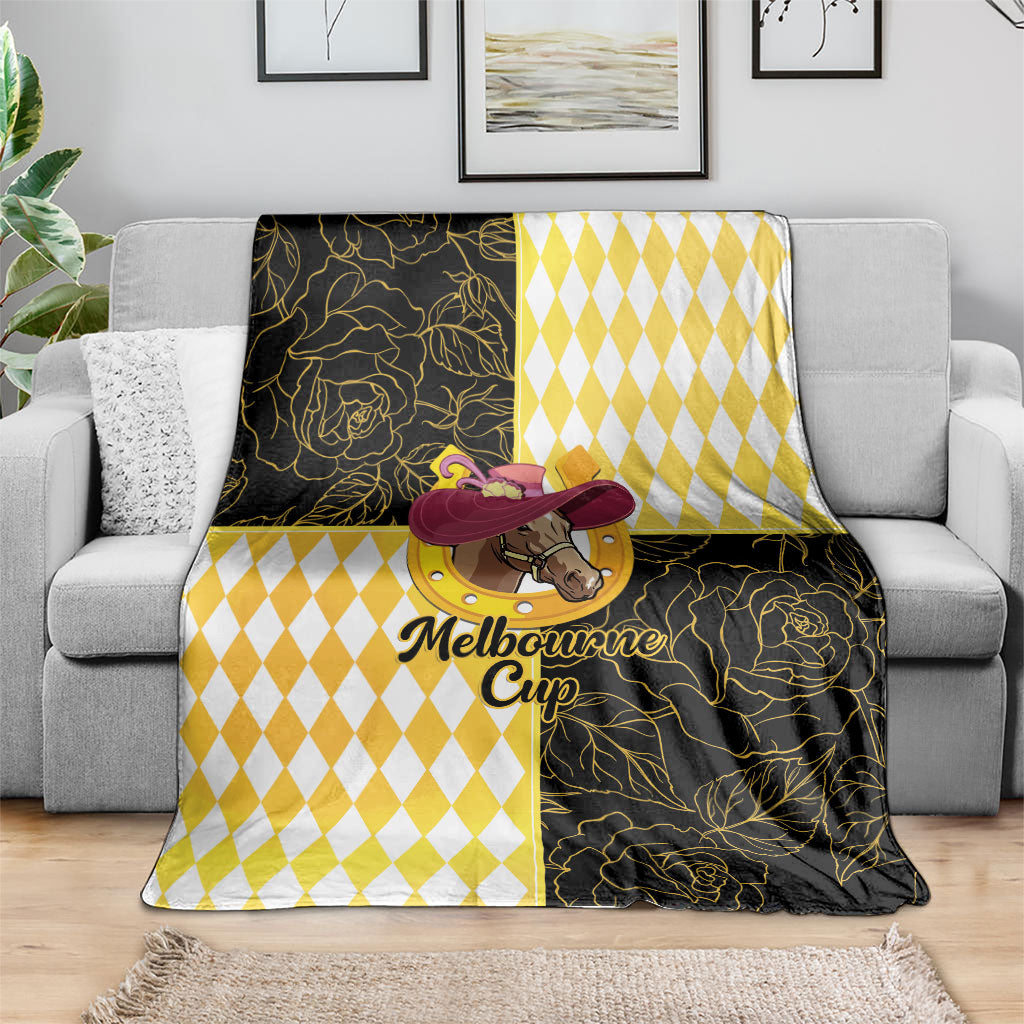 Melbourne Cup Australia Blanket Diamond Horse Racing Silks Inspired Yellow