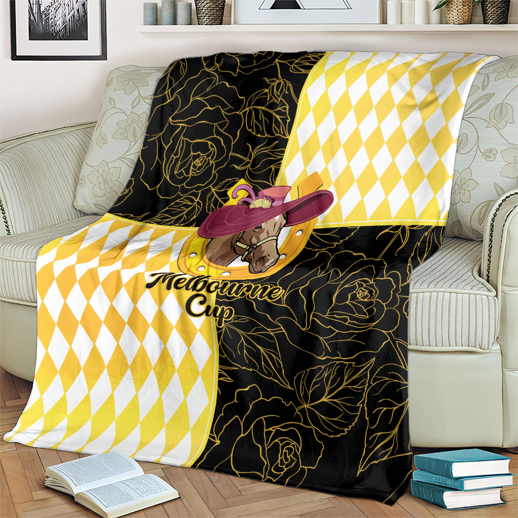 Melbourne Cup Australia Blanket Diamond Horse Racing Silks Inspired Yellow