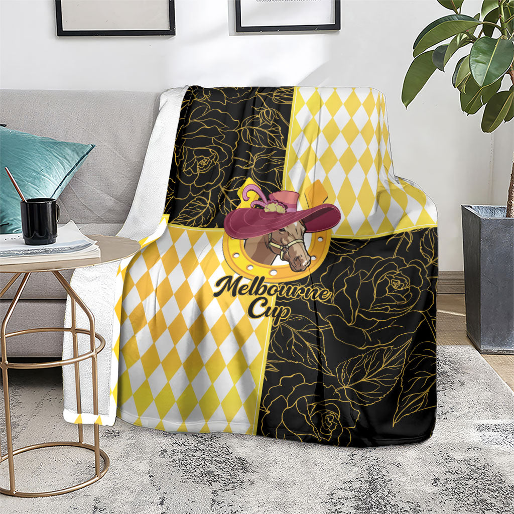 Melbourne Cup Australia Blanket Diamond Horse Racing Silks Inspired Yellow