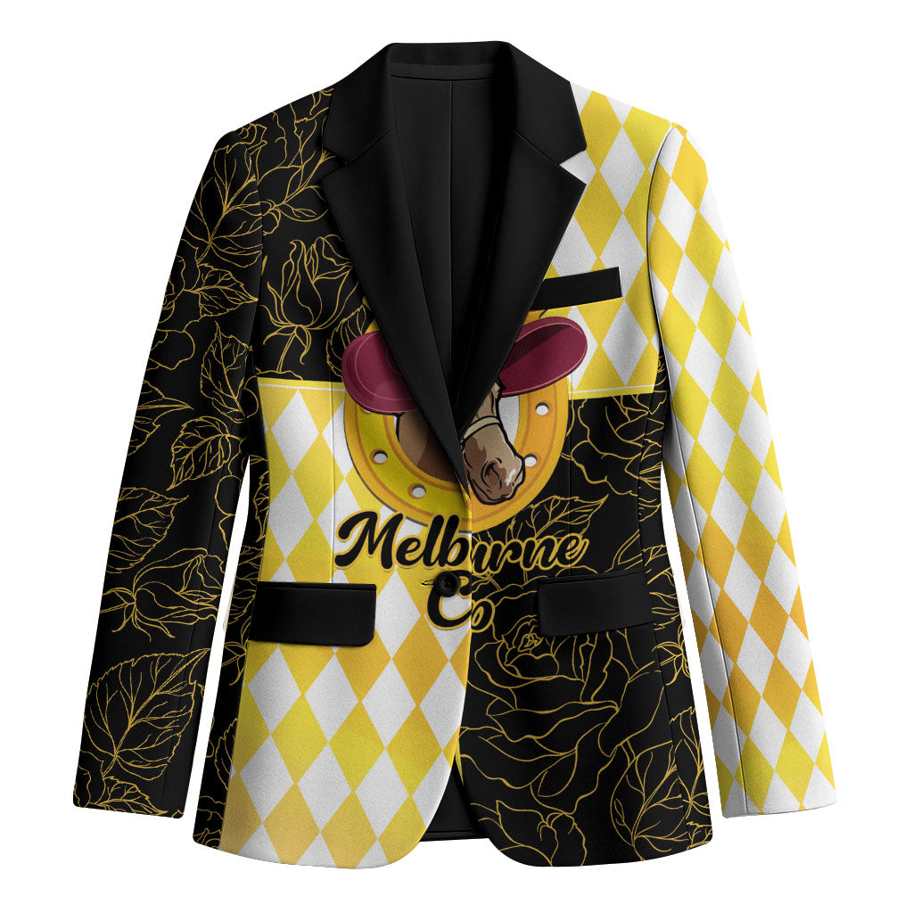 Personalised Melbourne Cup Australia Blazer Diamond Horse Racing Silks Inspired Yellow