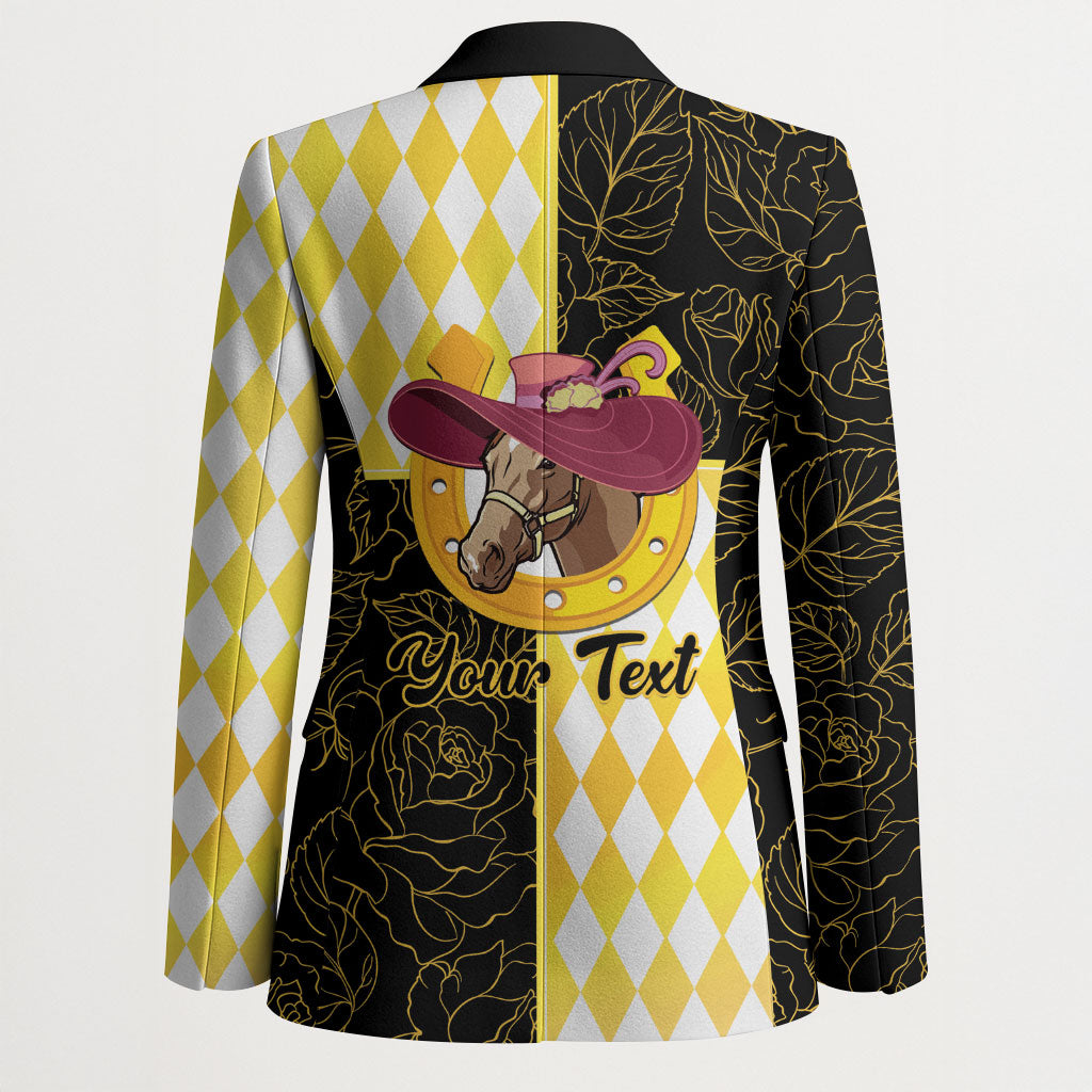 Personalised Melbourne Cup Australia Blazer Diamond Horse Racing Silks Inspired Yellow