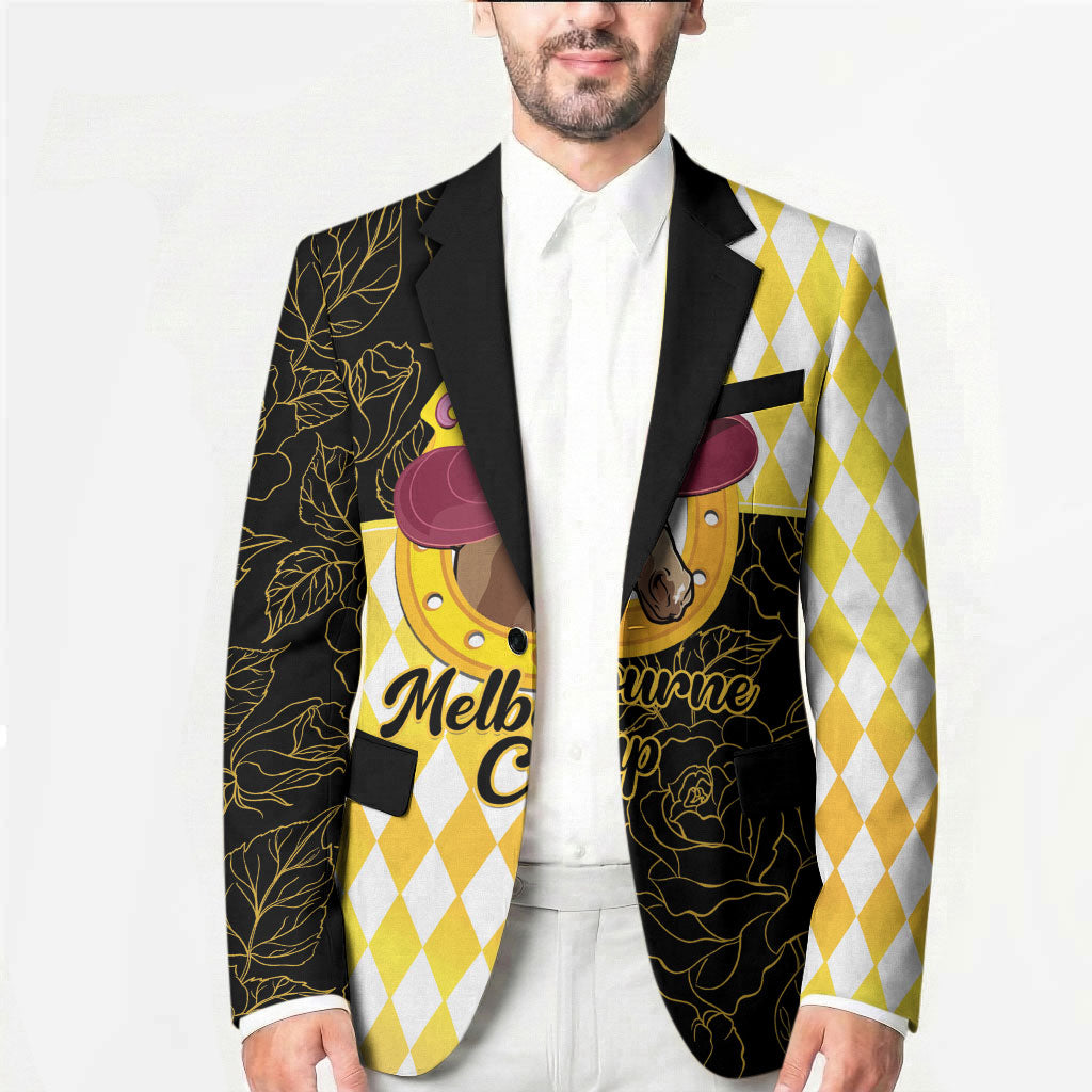 Personalised Melbourne Cup Australia Blazer Diamond Horse Racing Silks Inspired Yellow