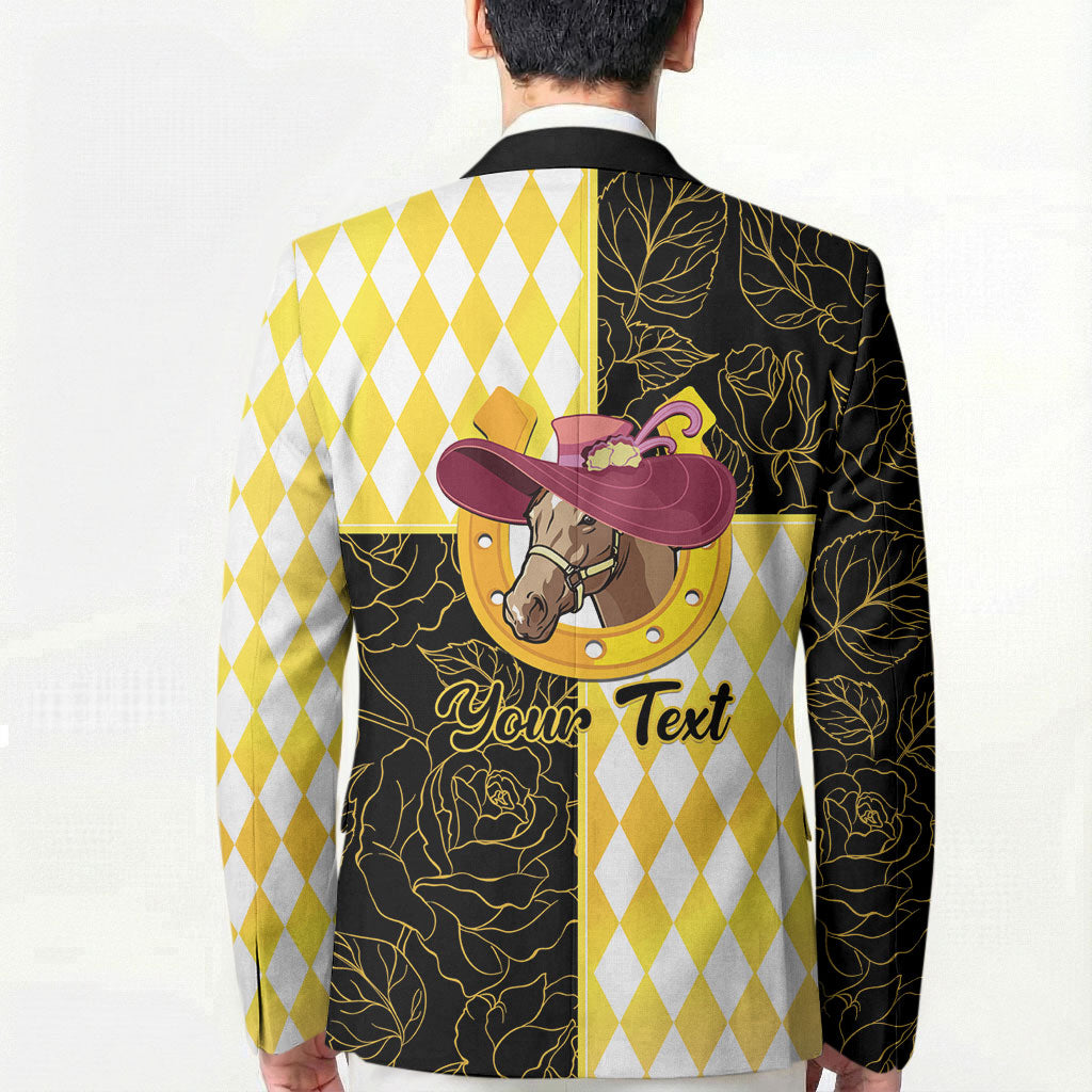 Personalised Melbourne Cup Australia Blazer Diamond Horse Racing Silks Inspired Yellow