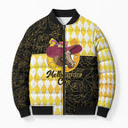 Personalised Melbourne Cup Australia Bomber Puffer Jacket Diamond Horse Racing Silks Inspired Yellow