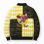 Personalised Melbourne Cup Australia Bomber Puffer Jacket Diamond Horse Racing Silks Inspired Yellow