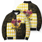 Personalised Melbourne Cup Australia Bomber Puffer Jacket Diamond Horse Racing Silks Inspired Yellow