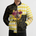 Personalised Melbourne Cup Australia Bomber Puffer Jacket Diamond Horse Racing Silks Inspired Yellow
