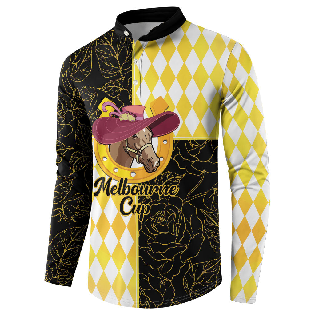 Personalised Melbourne Cup Australia Button Sweatshirt Diamond Horse Racing Silks Inspired Yellow