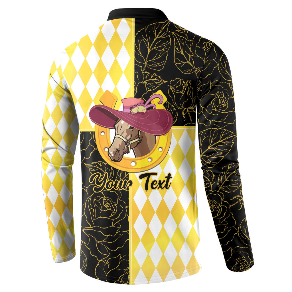 Personalised Melbourne Cup Australia Button Sweatshirt Diamond Horse Racing Silks Inspired Yellow