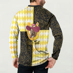 Personalised Melbourne Cup Australia Button Sweatshirt Diamond Horse Racing Silks Inspired Yellow