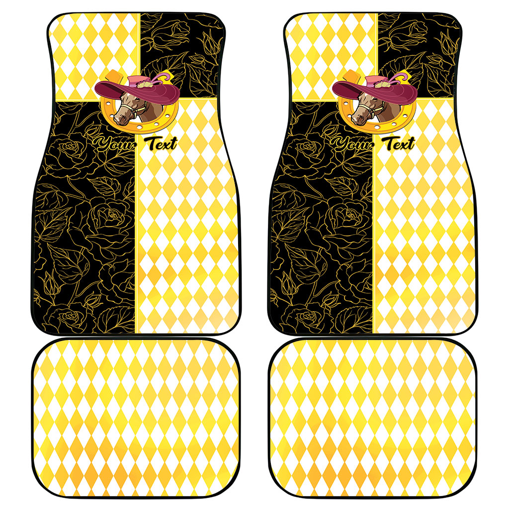 Personalised Melbourne Cup Australia Car Mats Diamond Horse Racing Silks Inspired Yellow