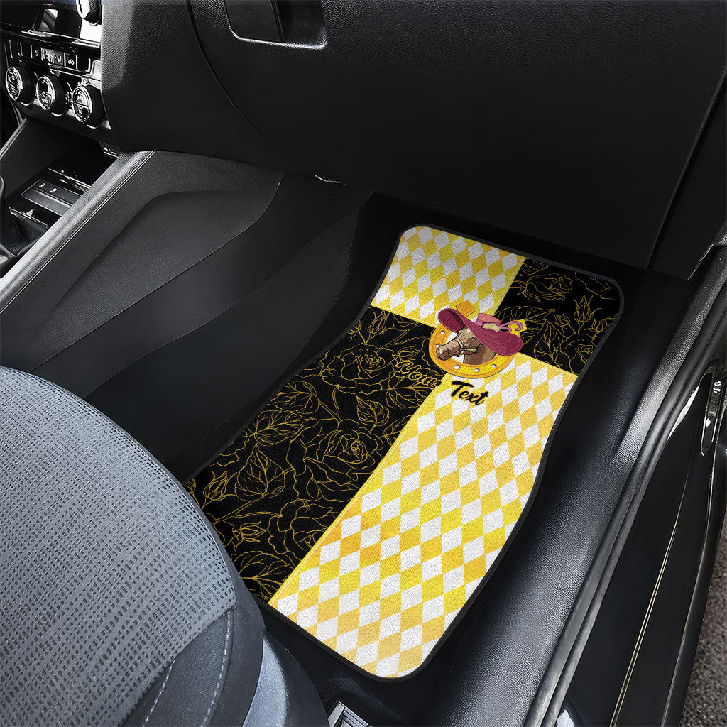 Personalised Melbourne Cup Australia Car Mats Diamond Horse Racing Silks Inspired Yellow