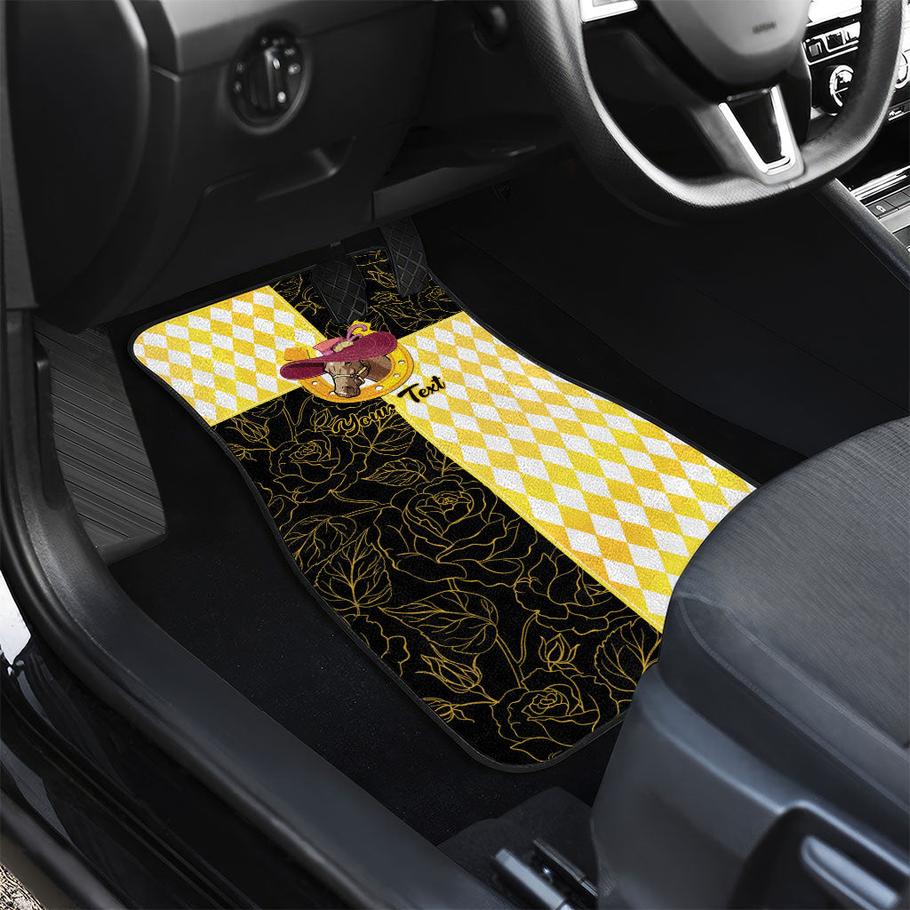 Personalised Melbourne Cup Australia Car Mats Diamond Horse Racing Silks Inspired Yellow