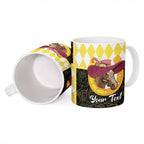 Personalised Melbourne Cup Australia Ceramic Mug Diamond Horse Racing Silks Inspired Yellow