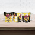 Personalised Melbourne Cup Australia Ceramic Mug Diamond Horse Racing Silks Inspired Yellow