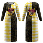 Personalised Melbourne Cup Australia Couples Matching Long Sleeve Bodycon Dress and Long Sleeve Button Shirt Diamond Horse Racing Silks Inspired Yellow