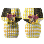 Personalised Melbourne Cup Australia Couples Matching Off Shoulder Short Dress and Hawaiian Shirt Diamond Horse Racing Silks Inspired Yellow