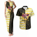 Personalised Melbourne Cup Australia Couples Matching Tank Maxi Dress and Hawaiian Shirt Diamond Horse Racing Silks Inspired Yellow