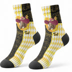 Personalised Melbourne Cup Australia Crew Socks Diamond Horse Racing Silks Inspired Yellow