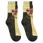 Personalised Melbourne Cup Australia Crew Socks Diamond Horse Racing Silks Inspired Yellow