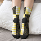 Personalised Melbourne Cup Australia Crew Socks Diamond Horse Racing Silks Inspired Yellow