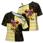 Personalised Melbourne Cup Australia Cross Shoulder Shirt Diamond Horse Racing Silks Inspired Yellow