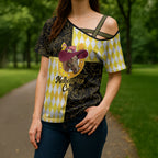 Personalised Melbourne Cup Australia Cross Shoulder Shirt Diamond Horse Racing Silks Inspired Yellow
