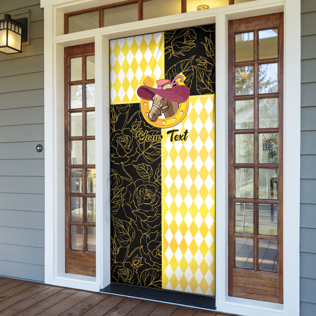 Personalised Melbourne Cup Australia Door Cover Diamond Horse Racing Silks Inspired Yellow