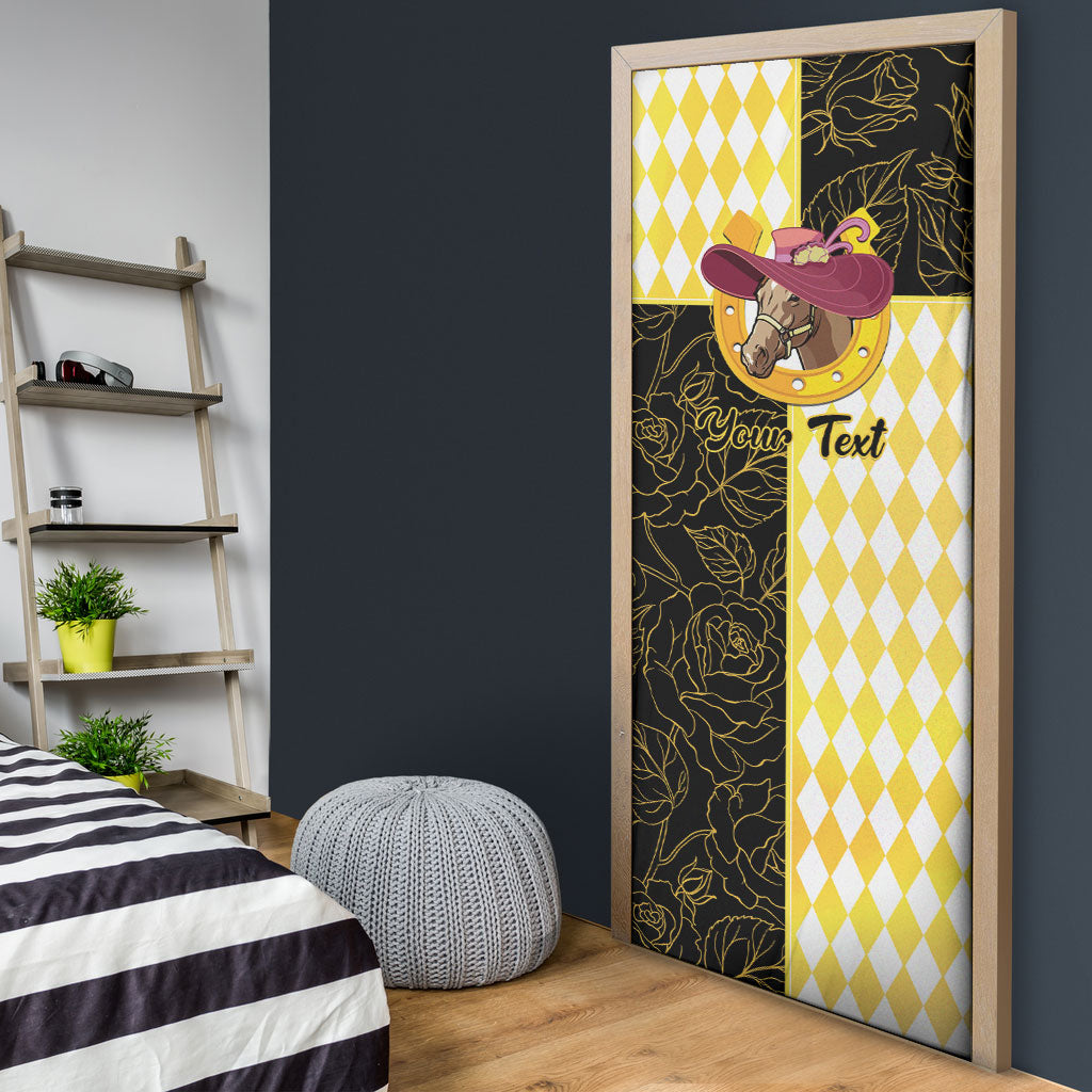 Personalised Melbourne Cup Australia Door Cover Diamond Horse Racing Silks Inspired Yellow