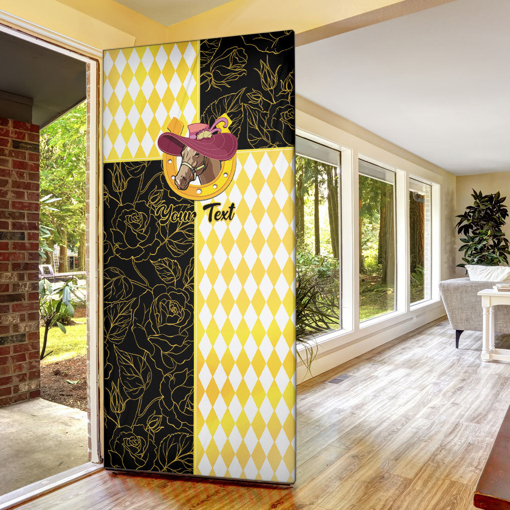 Personalised Melbourne Cup Australia Door Cover Diamond Horse Racing Silks Inspired Yellow