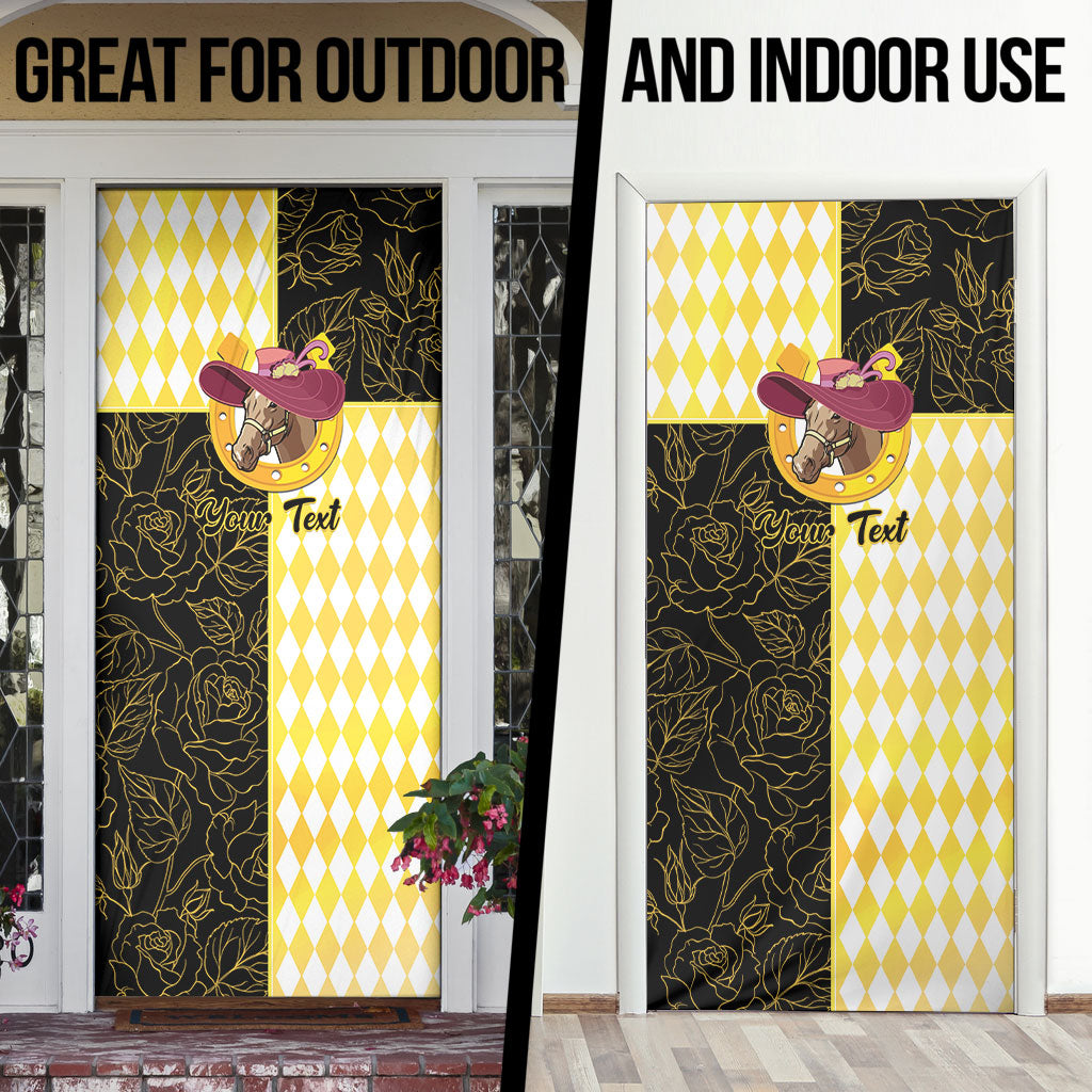 Personalised Melbourne Cup Australia Door Cover Diamond Horse Racing Silks Inspired Yellow