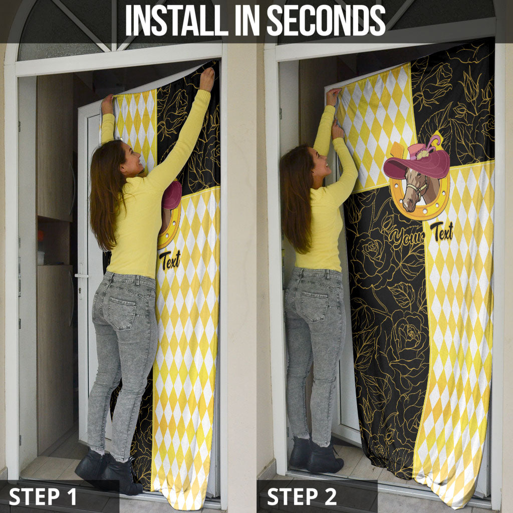 Personalised Melbourne Cup Australia Door Cover Diamond Horse Racing Silks Inspired Yellow