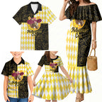 Personalised Melbourne Cup Australia Family Matching Mermaid Dress and Hawaiian Shirt Diamond Horse Racing Silks Inspired Yellow