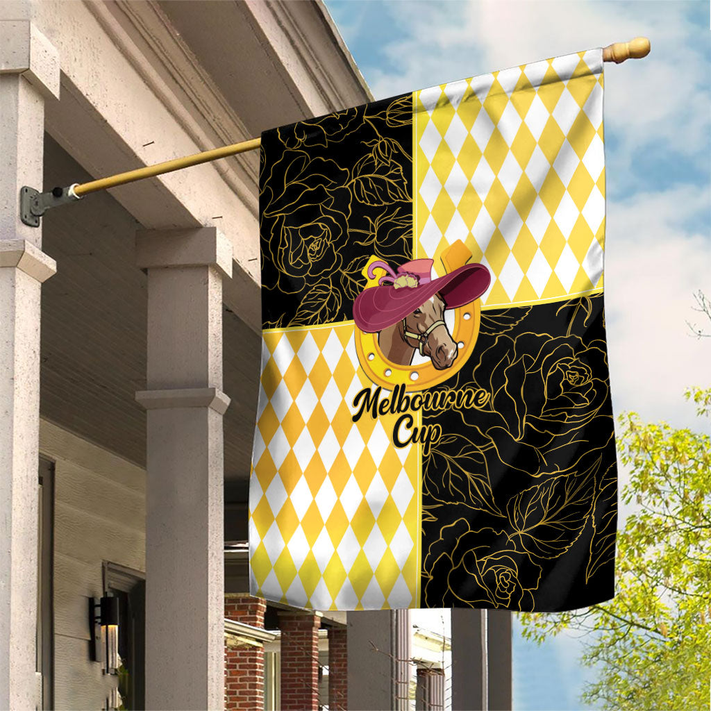 Melbourne Cup Australia Garden Flag Diamond Horse Racing Silks Inspired Yellow