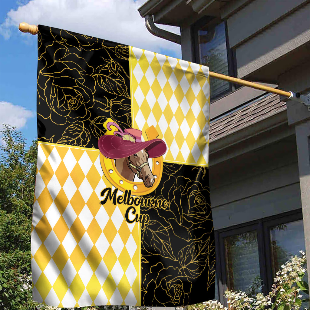 Melbourne Cup Australia Garden Flag Diamond Horse Racing Silks Inspired Yellow