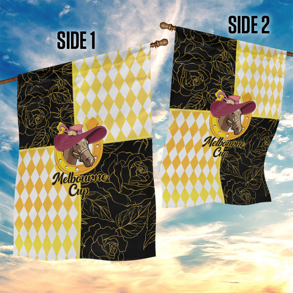 Melbourne Cup Australia Garden Flag Diamond Horse Racing Silks Inspired Yellow