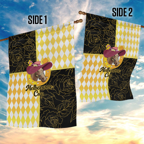 Melbourne Cup Australia Garden Flag Diamond Horse Racing Silks Inspired Yellow