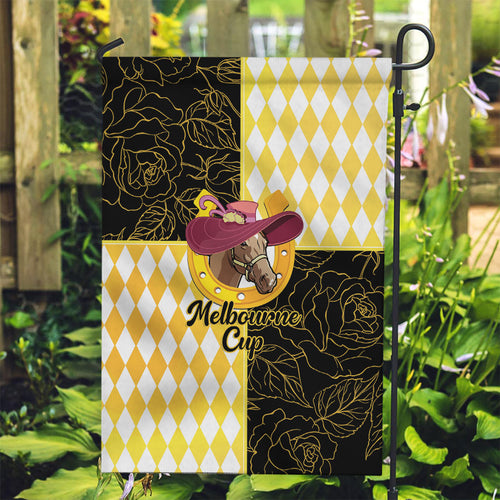 Melbourne Cup Australia Garden Flag Diamond Horse Racing Silks Inspired Yellow