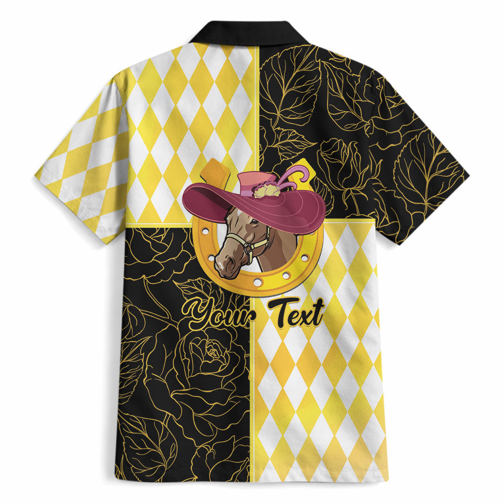 Personalised Melbourne Cup Australia Hawaiian Shirt Diamond Horse Racing Silks Inspired Yellow