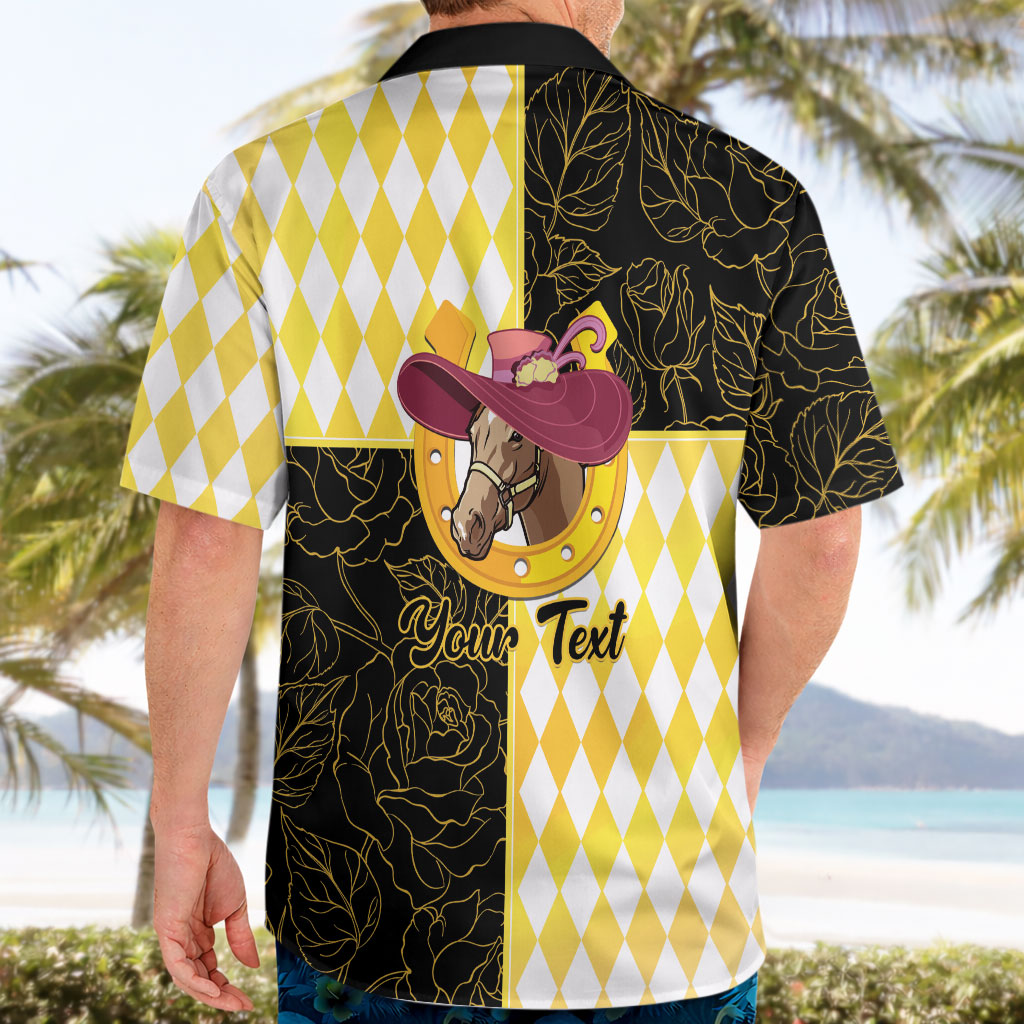 Personalised Melbourne Cup Australia Hawaiian Shirt Diamond Horse Racing Silks Inspired Yellow