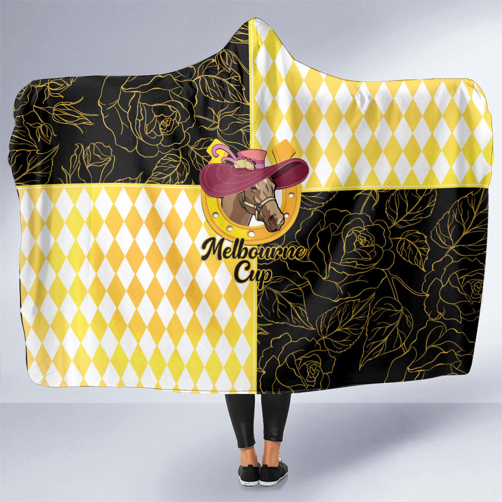 Melbourne Cup Australia Hooded Blanket Diamond Horse Racing Silks Inspired Yellow