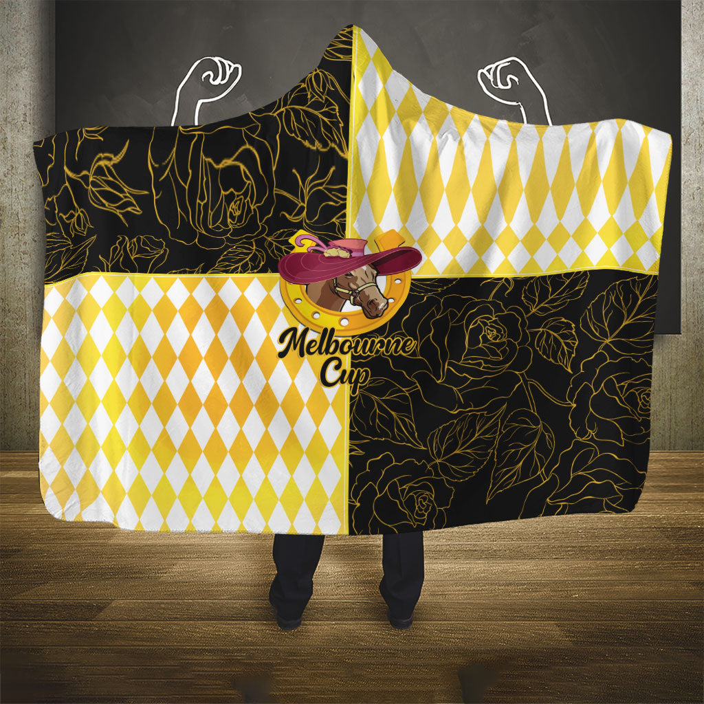 Melbourne Cup Australia Hooded Blanket Diamond Horse Racing Silks Inspired Yellow