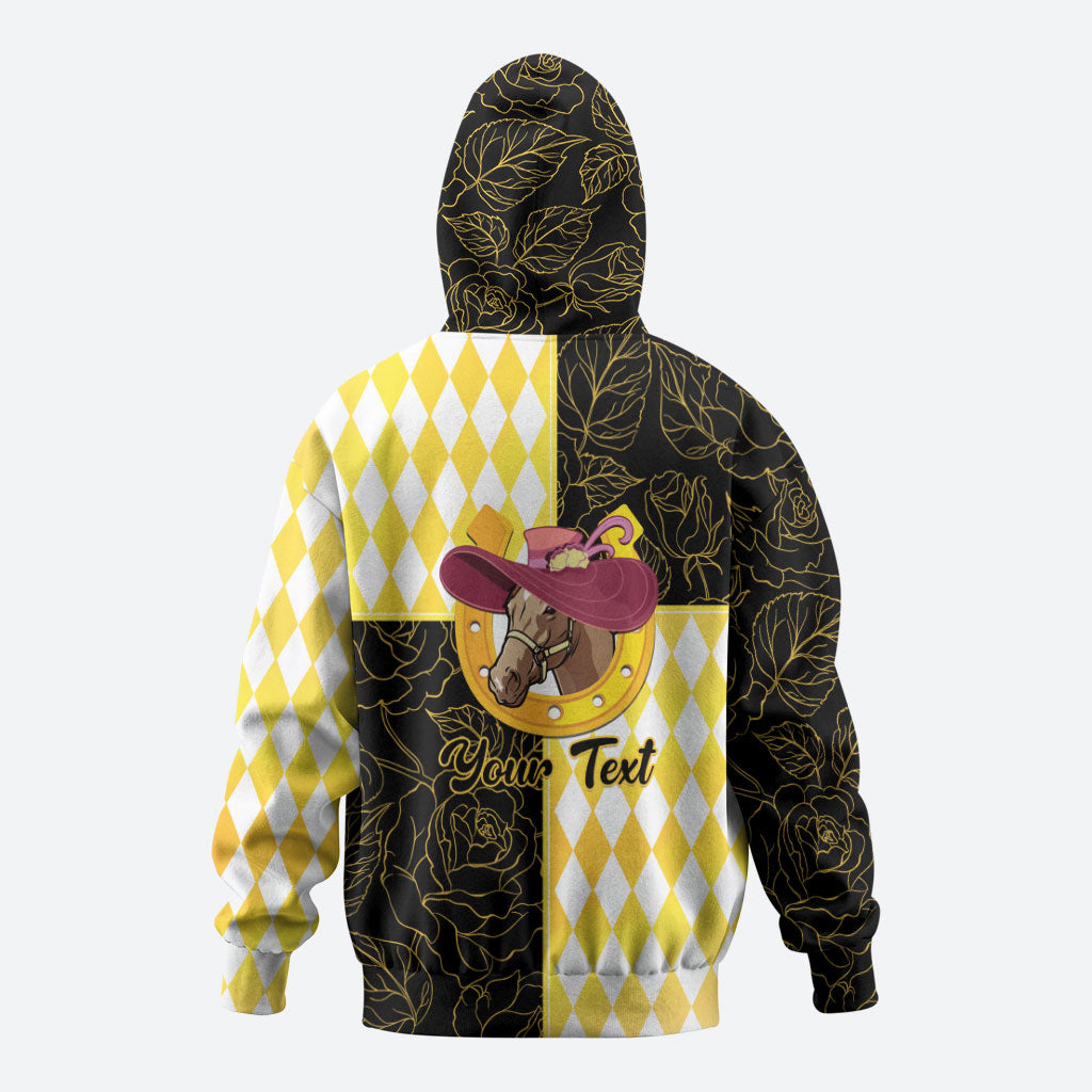 Personalised Melbourne Cup Australia Hoodie Diamond Horse Racing Silks Inspired Yellow