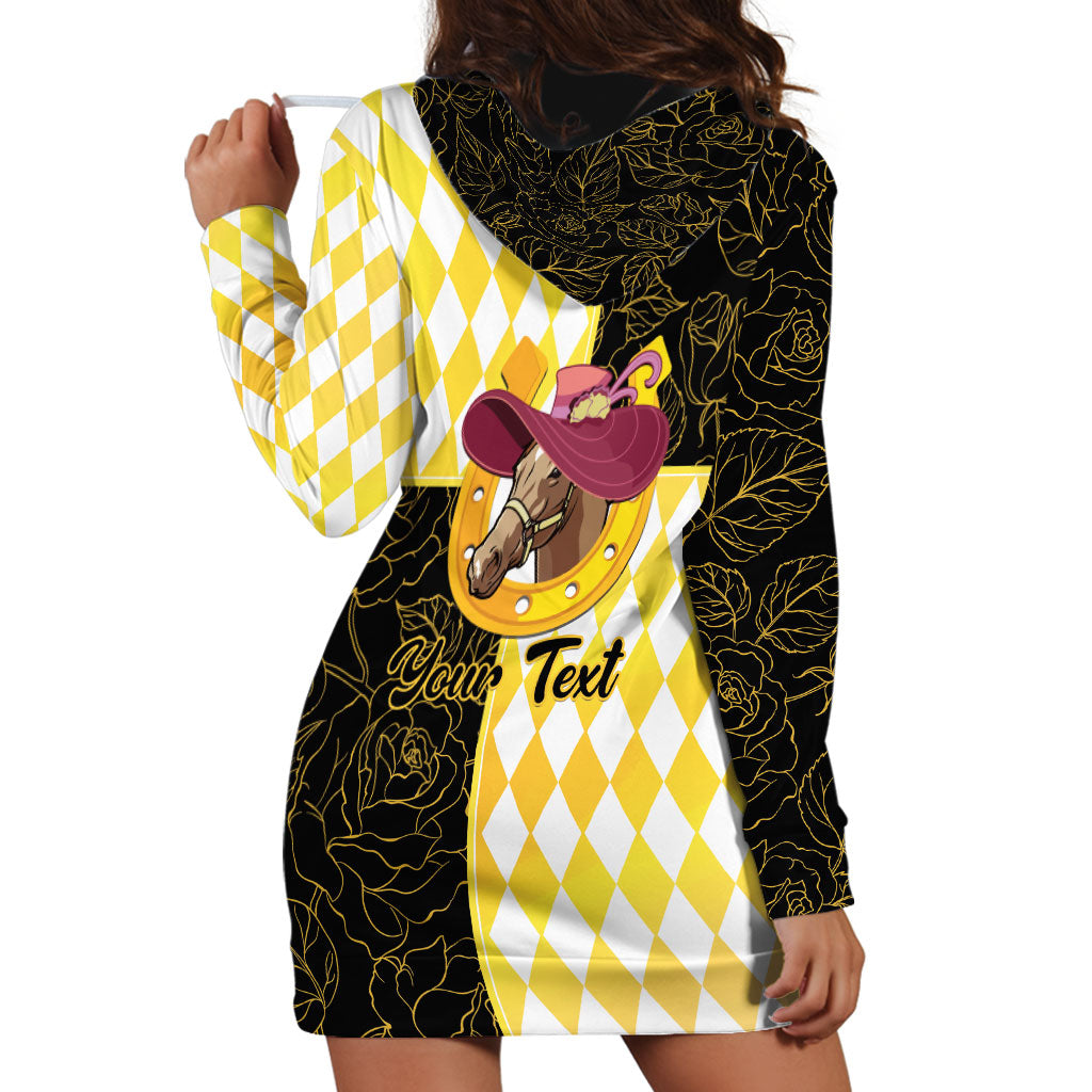 Personalised Melbourne Cup Australia Hoodie Dress Diamond Horse Racing Silks Inspired Yellow