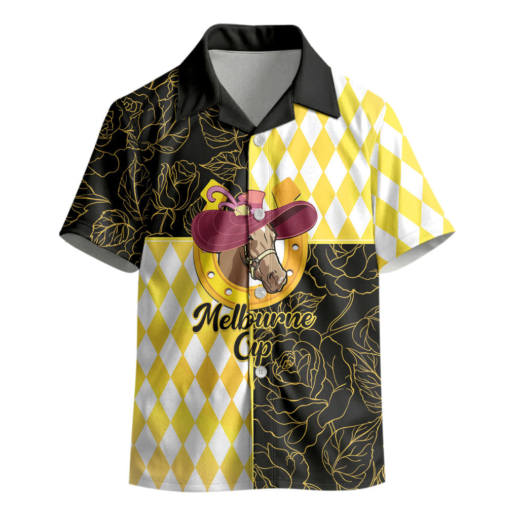Personalised Melbourne Cup Australia Kid Hawaiian Shirt Diamond Horse Racing Silks Inspired Yellow